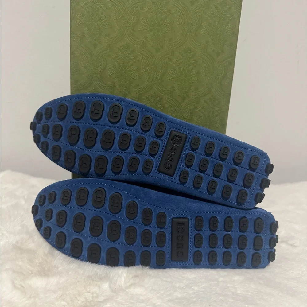 Gucci Men’s Royal Blue Suede Horsebit Loafers